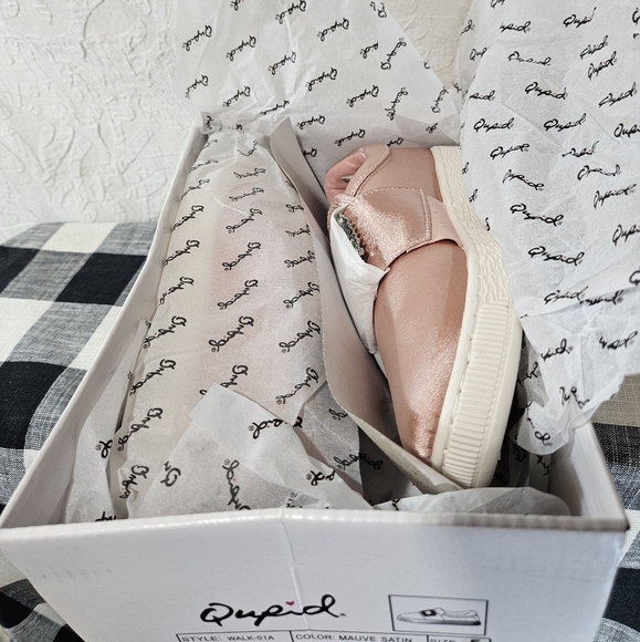 Qupid Mauve Pink Satin Walk 01A Rhinestones Shoes - Picture 6 of 8